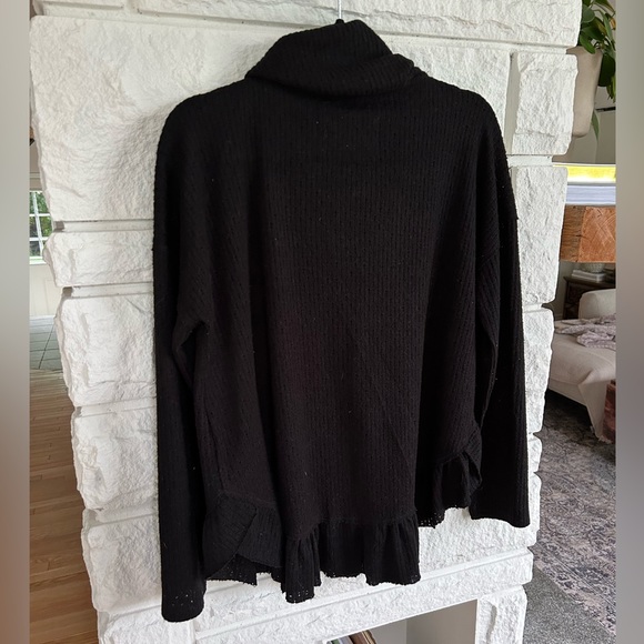 Anthropologie | Maeve Addie Ruffled Hacci Cowlneck Pullover in Black Size Small - Picture 11 of 14